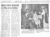 Marina Latorre incorporada a la misa de los artista.