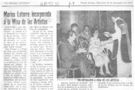 Marina Latorre incorporada a la misa de los artista.