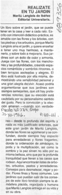 Realízate en tu jardín.