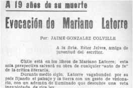 Evocación de Mariano Latorre