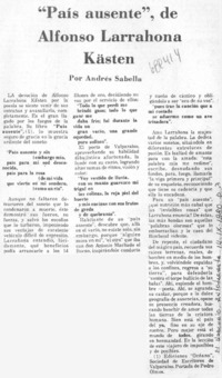 País ausente", de Alfonso Larrahona Kásten