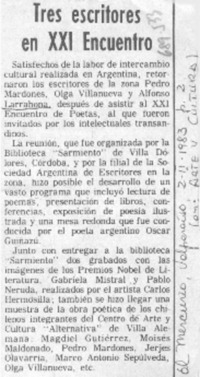 Tres escritores en XXI encuentro.