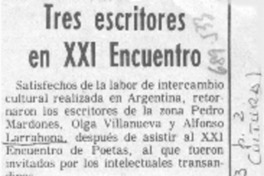 Tres escritores en XXI encuentro.