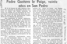 Padre Gustavo Le Paige, veinte años en San Pedro