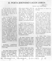 El poeta Jerónimo Lagos Lisboa