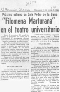Filomena Maturana" en el teatro universitario.