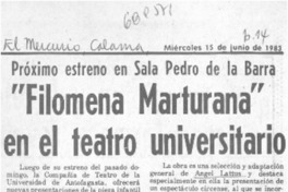 Filomena Maturana" en el teatro universitario.