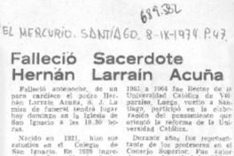 Falleció sacerdote Hernán Larraín Acuña.