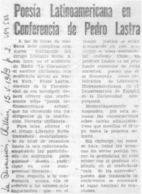 Poesía latinoamericana en conferencia de Pedro Lastra.