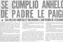 Se cumplió anhelo de Padre Le Paige.