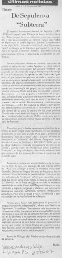 De sepulcro a "Subterra"