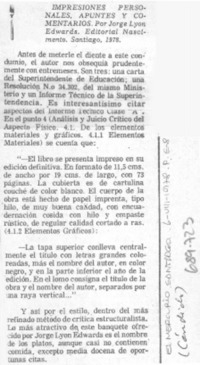 Impresiones personales, apuntes y comentarios