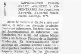 Impresiones personales, apuntes y comentarios
