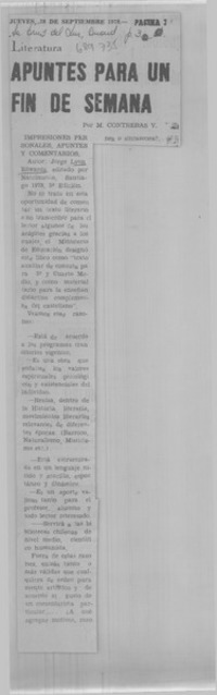 Apuntes para un fin de semana