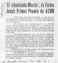 El abundante mundo", de Emma Jauch primer premio de Azor.