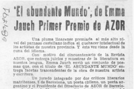 El abundante mundo", de Emma Jauch primer premio de Azor.