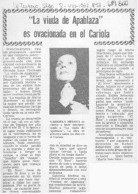 "La Viuda de Apablaza", es ovacionada en el Cariola.