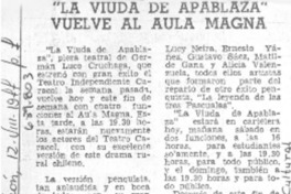 "La Viuda de Apablaza" vuelve al aula magna.