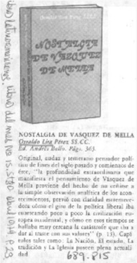 Nostalgia de Vásquez de Mella.