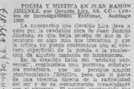 Poesía y mística en Juan Ramón Jiménez.