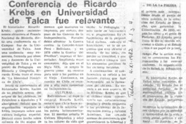 Conferencia de Ricardo Krebs en Universidad de Talca fue relevante.