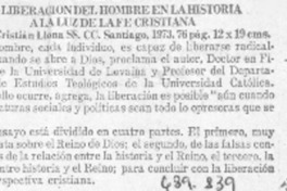 La Liberación del hombre en la historia a la luz de la fe cristiana.