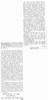 Juan Loveluck: La novela hispanoamericana