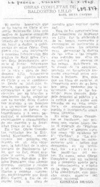 Obras completas de Baldomero Lillo