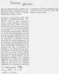 Teoría y práctica del Derecho Internacional Público, tomo II.