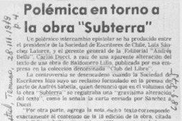 Polémica en torno a la obra "Subterra".
