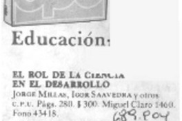 El Rol de la ciencia en el desarrollo.
