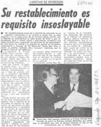 Su restablecimiento es requisito insoslayable.