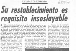 Su restablecimiento es requisito insoslayable.