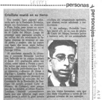 Criollista murió en su tierra.