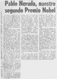 Pablo Neruda, nuestro segundo Premio Nobel.