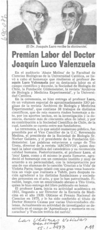 Premian labor del doctor Joaquín Luco Valenzuela.