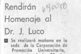 Rendirán homenaje al Dr. J. Luco.