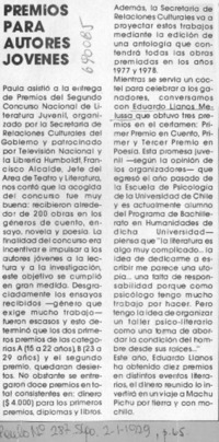 Premios para autores jóvenes.