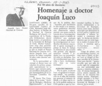 Homenaje a doctor Joaquín Luco.