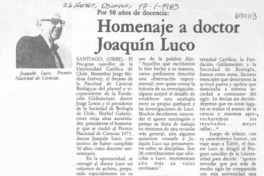 Homenaje a doctor Joaquín Luco.
