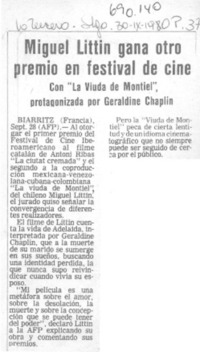 Miguel Littin gana otro premio en festival de cine.