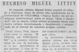 Regresó Miguel Littin.