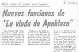 Nuevas funciones de "La viuda de Apablaza".