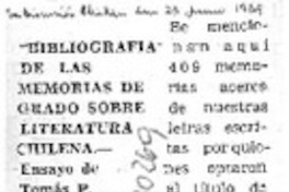 Bibliografía de las memorias de grado sobre literatura chilena
