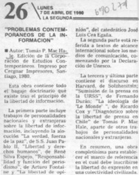 Problemas contemporáneos de la información.