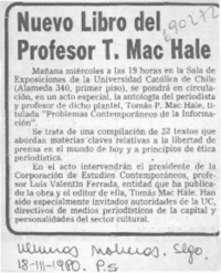 Nuevo libro del profesor T. Mac Hale.