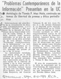 Problemas contemporáneos de la información" presentan en la UC.