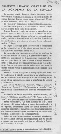 Ernesto Livacic Gazzano en la Academia de la Lengua