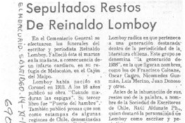Sepultados restos de Reinaldo Lomboy.