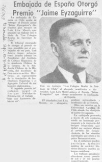 Embajada de España otorgó premio "Jaime Eyzaguirre".